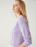 Cotton Rich Textured Crew Neck Jumper