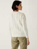 Cotton Rich Textured Crew Neck Jumper