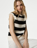 Cotton Rich Striped Knitted Top