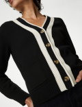 Cotton Rich V-Neck Button Front Cardigan