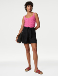 Cotton Rich Textured V-Neck Knitted Vest