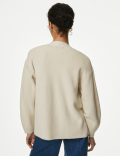 Cotton Rich Ribbed V-Neck Edge to Edge Cardigan