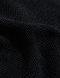 Cotton Rich Ribbed V-Neck Edge to Edge Cardigan