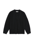 Cotton Rich Ribbed V-Neck Edge to Edge Cardigan