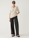 Pure Cotton Collared Knitted Top