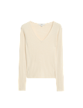 Ribbed V-Neck Knitted Top