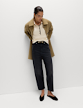 Ribbed Collared Button Detail Knitted Top
