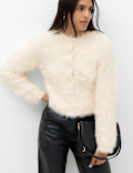 Textured Button Front Slim Cardigan