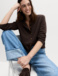 Cotton Rich Button Through Cropped Cardigan