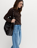 Cotton Rich Button Through Cropped Cardigan