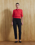 Collared Cropped Knitted Top
