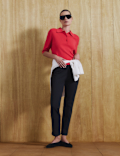 Collared Cropped Knitted Top