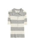 Soft Touch Striped Collared Knitted Top