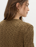 Cotton Rich Pearl Detail Scallop Edge Cardigan