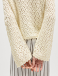 Cotton Rich Pearl Detail Scallop Edge Cardigan