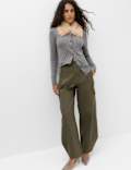Faux Fur Collar Button Front Cardigan