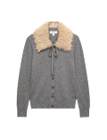Faux Fur Collar Button Front Cardigan