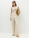 Pure Cotton Crochet-Style Knitted Vest