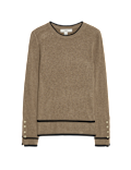 Ribbed Tipped Detail Crew Neck Jumper
