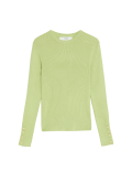 Ribbed Crew Neck Button Detail Jumper