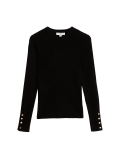 Ribbed Crew Neck Button Detail Jumper