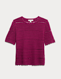 Cotton Rich Open Stitch Knitted Top