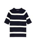 Cotton Rich Striped Ribbed Knitted Top