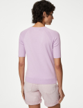 Cotton Rich Ribbed Crew Neck Knitted Top