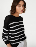 Lightweight Striped Crew Neck Jumper