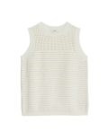 Cotton Rich Pointelle Knitted Vest