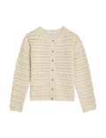 Cotton Rich Textured Pointelle Cardigan