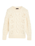 Embellished Cable Knit Crew Neck Jumper