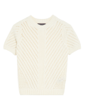 Cotton Rich Textured Crew Neck Knitted Top