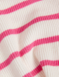 Cotton Rich Striped Collared Knitted Top