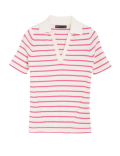 Cotton Rich Striped Collared Knitted Top