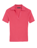 Cotton Rich Ribbed Collared Knitted Top