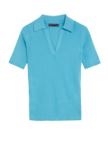 Cotton Rich Ribbed Collared Knitted Top