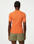 Cotton Rich Ribbed Collared Knitted Top