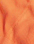 Cotton Rich Ribbed Collared Knitted Top