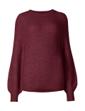 Ribbed Balloon Sleeve Round Neck Jumper