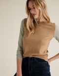 Pure Merino Wool Colour Block Jumper