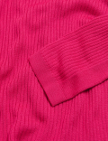Pure Merino Wool Ribbed Longline Jumper