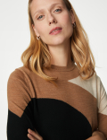 Pure Merino Wool Colour Block Jumper
