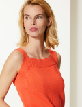 Pure Cotton Square Neck Knitted Vest Top