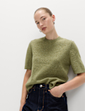 Air-Yarn Crew Neck Knitted Top