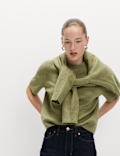 Air-Yarn Crew Neck Knitted Top
