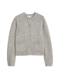 Air-Yarn Crew Neck Button Front Cropped Cardigan