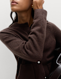 Air-Yarn Crew Neck Button Front Cropped Cardigan