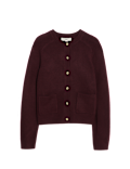 Air-Yarn Crew Neck Button Front Cropped Cardigan