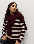 Air-Yarn Striped Crew Jumper